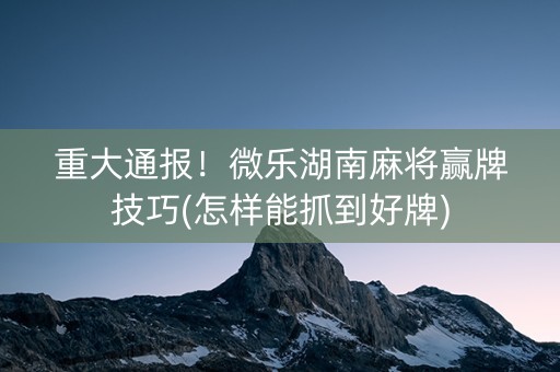 重大通报！凡乐湖北麻将有假吗(怎么提高好牌率)